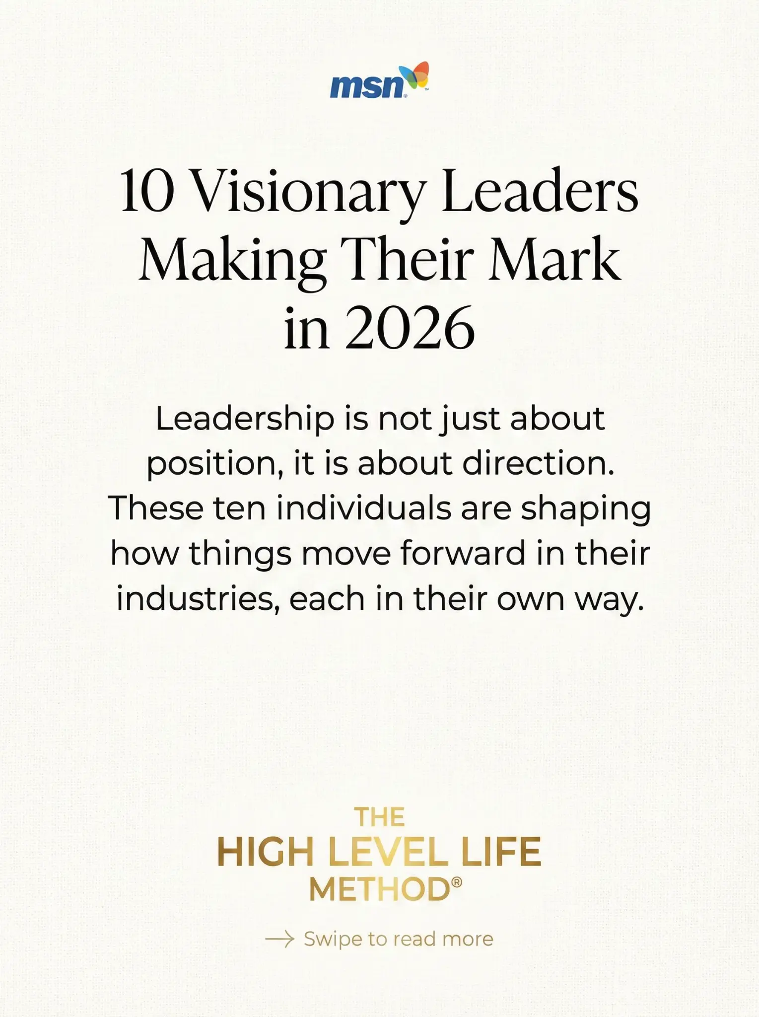 10 Visionary Leaders Making Their Mark in 2026 — MSN Feature